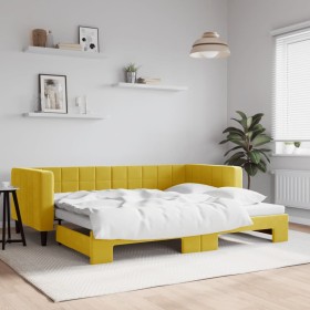 Yellow velvet trundle sofa bed 90x200 cm by vidaXL, Beds and slatted bases - Ref: Foro24-3196696, Price: 301,21 €, Discount: %