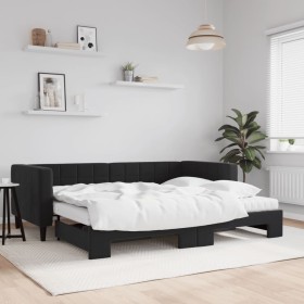 Sofá cama nido con colchón terciopelo negro 90x200 cm de vidaXL, Camas y somieres - Ref: Foro24-3196719, Precio: 459,32 €, De...