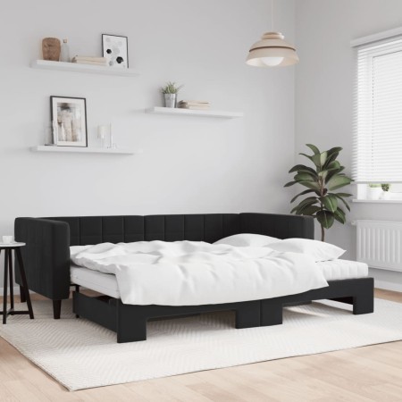 Trundle sofa bed with black velvet mattress 90x200 cm by vidaXL, Beds and slatted bases - Ref: Foro24-3196719, Price: 459,32 ...