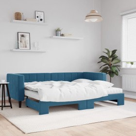 Trundle sofa bed with blue velvet mattress 80x200 cm by vidaXL, Beds and slatted bases - Ref: Foro24-3196707, Price: 404,42 €...