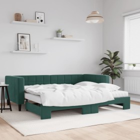 Sofá cama nido con colchón terciopelo verde oscuro 90x200 cm de vidaXL, Camas y somieres - Ref: Foro24-3196717, Precio: 418,8...