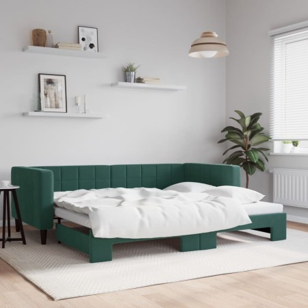 Sofá cama nido terciopelo verde oscuro 90x200 cm de vidaXL, Camas y somieres - Ref: Foro24-3196693, Precio: 271,54 €, Descuen...