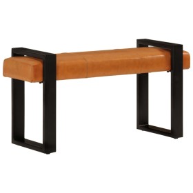 Black and brown genuine goatskin bench 110 cm by vidaXL, Dining and kitchen benches - Ref: Foro24-342210, Price: 152,99 €, Di...