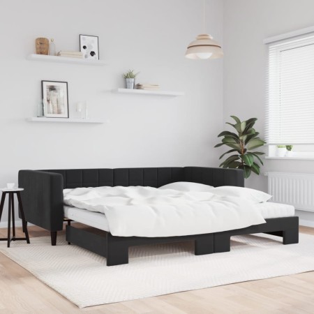 Trundle sofa bed with black velvet mattress 100x200 cm by vidaXL, Beds and slatted bases - Ref: Foro24-3196726, Price: 471,52...