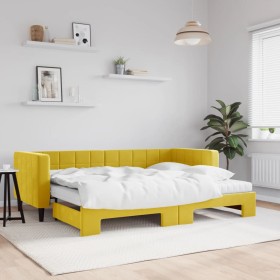 Sofá cama nido con colchón terciopelo amarillo 80x200 cm de vidaXL, Camas y somieres - Ref: Foro24-3196713, Precio: 452,99 €,...