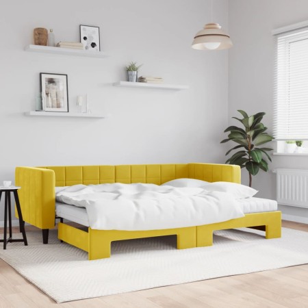 Trundle sofa bed with yellow velvet mattress 80x200 cm by vidaXL, Beds and slatted bases - Ref: Foro24-3196713, Price: 452,38...