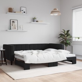 Black velvet trundle sofa bed 90x200 cm by vidaXL, Beds and slatted bases - Ref: Foro24-3196695, Price: 289,99 €, Discount: %