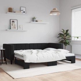 Black velvet trundle sofa bed 90x190 cm by vidaXL, Beds and slatted bases - Ref: Foro24-3196706, Price: 293,99 €, Discount: %