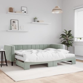 Trundle sofa bed with light gray velvet mattress 80x200 cm by vidaXL, Beds and slatted bases - Ref: Foro24-3196708, Price: 43...