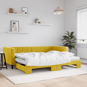 Sofá cama nido con colchón terciopelo amarillo 90x200 cm de vidaXL, Camas y somieres - Ref: Foro24-3196720, Precio: 478,99 €,...