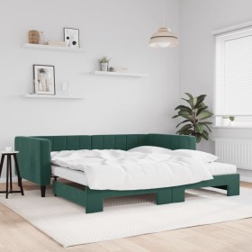 Trundle sofa bed with dark green velvet mattress 100x200 cm by vidaXL, Beds and slatted bases - Ref: Foro24-3196724, Price: 4...