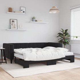 Sofá cama nido con colchón terciopelo negro 90x190 cm de vidaXL, Camas y somieres - Ref: Foro24-3196730, Precio: 467,99 €, De...