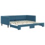 Blue velvet trundle sofa bed 100x200 cm by vidaXL, Beds and slatted bases - Ref: Foro24-3196697, Price: 280,32 €, Discount: %