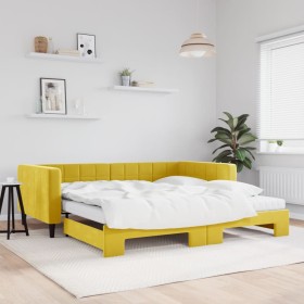 Sofá cama nido con colchón terciopelo amarillo 100x200 cm de vidaXL, Camas y somieres - Ref: Foro24-3196727, Precio: 512,99 €...