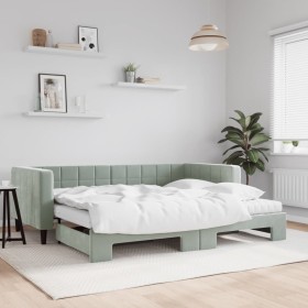 Trundle sofa bed with light gray velvet mattress 90x200 cm by vidaXL, Beds and slatted bases - Ref: Foro24-3196715, Price: 42...