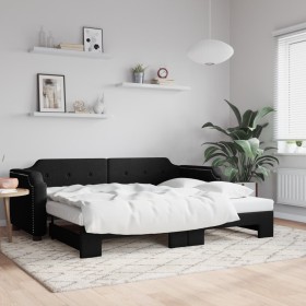 Black fabric trundle sofa bed 90x200 cm by vidaXL, Beds and slatted bases - Ref: Foro24-3197636, Price: 300,29 €, Discount: %