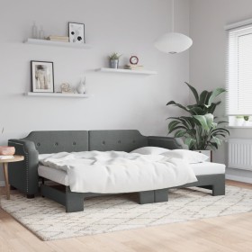 Trundle sofa bed dark gray fabric 90x200 cm by vidaXL, Beds and slatted bases - Ref: Foro24-3197635, Price: 283,99 €, Discoun...