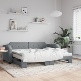 Trundle sofa bed with light gray fabric mattress 90x200 cm by vidaXL, Beds and slatted bases - Ref: Foro24-3197652, Price: 43...