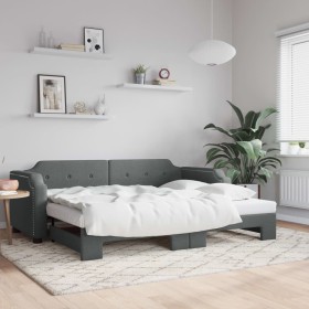 Trundle sofa bed dark gray fabric 90x190 cm by vidaXL, Beds and slatted bases - Ref: Foro24-3197645, Price: 304,99 €, Discoun...