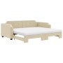 Trundle sofa bed with cream fabric mattress 100x200 cm by vidaXL, Beds and slatted bases - Ref: Foro24-3197661, Price: 471,16...