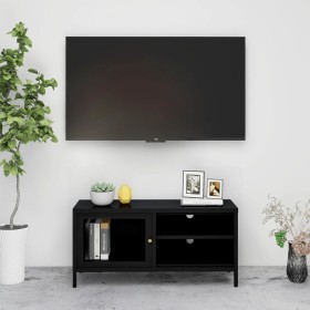 Steel and black glass TV cabinet 90x30x44 cm by vidaXL, TV Furniture - Ref: Foro24-336055, Price: 95,18 €, Discount: %