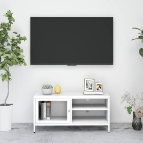 Steel and white glass TV cabinet 90x30x44 cm by vidaXL, TV Furniture - Ref: Foro24-336056, Price: 75,99 €, Discount: %