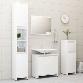 Juego de muebles de baño 4 pzas madera ingeniería blanco brillo de vidaXL, Muebles de baño - Ref: Foro24-3056895, Precio: 207...