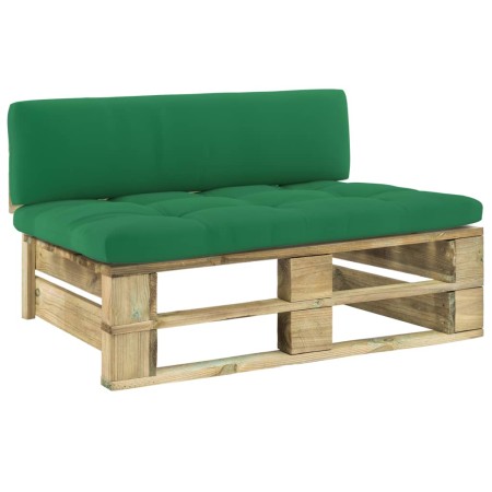 Central sofa made of green impregnated pine wood garden pallets by vidaXL, Modular outdoor sofas - Ref: Foro24-3066474, Price...