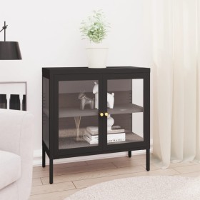 Aparador de acero y vidrio negro 70x35x70 cm de vidaXL, Aparadores - Ref: Foro24-336064, Precio: 155,99 €, Descuento: %