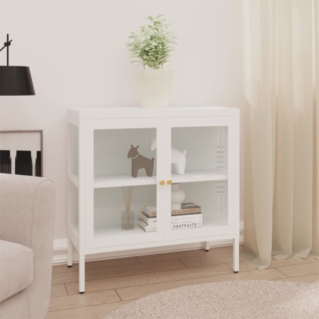 Aparador de acero y vidrio blanco 70x35x70 cm de vidaXL, Aparadores - Ref: Foro24-336065, Precio: 149,99 €, Descuento: %