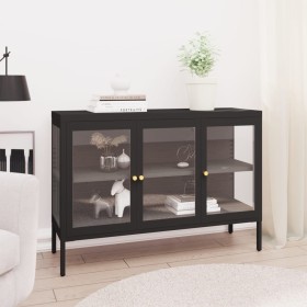 Aparador de acero y vidrio negro 105x35x70 cm de vidaXL, Aparadores - Ref: Foro24-336067, Precio: 195,62 €, Descuento: %