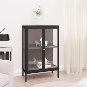 Aparador de acero y vidrio negro 75x35x105 cm de vidaXL, Aparadores - Ref: Foro24-336070, Precio: 184,99 €, Descuento: %