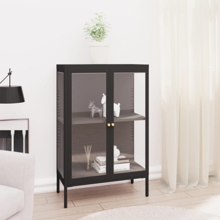 Aparador de acero y vidrio negro 75x35x105 cm de vidaXL, Aparadores - Ref: Foro24-336070, Precio: 178,05 €, Descuento: %