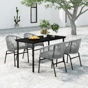 Juego de comedor para jardín 5 piezas ratán sintético gris de vidaXL, Conjuntos de jardín - Ref: Foro24-3099235, Precio: 469,...