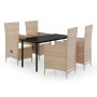 Juego de comedor de jardín 5 piezas con cojines beige de vidaXL, Conjuntos de jardín - Ref: Foro24-3099439, Precio: 517,66 €,...