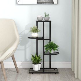 Black metal 4-tier flower stand 43x22x76 cm by vidaXL, Pot stands - Ref: Foro24-336108, Price: 33,99 €, Discount: %