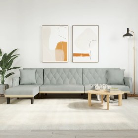 L-förmiges Schlafsofa aus hellgrauem Samt, 271 x 140 x 70 cm von vidaXL, Sofas - Ref: Foro24-3157276, Preis: 380,99 €, Rabatt: %