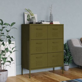 Olive green steel drawer cabinet 80x35x101.5 cm by vidaXL, Lockers and storage cabinets - Ref: Foro24-336144, Price: 231,61 €...