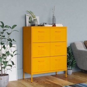 Mustard yellow steel storage cabinet 80x35x101.5 cm by vidaXL, Lockers and storage cabinets - Ref: Foro24-336146, Price: 227,...