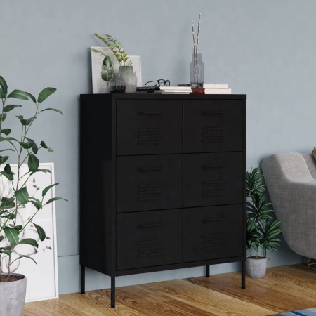 Black steel storage cabinet 80x35x101.5 cm by vidaXL, Lockers and storage cabinets - Ref: Foro24-336151, Price: 213,99 €, Dis...