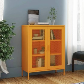 Mustard yellow steel storage cabinet 80x35x101.5 cm by vidaXL, Lockers and storage cabinets - Ref: Foro24-336173, Price: 186,...