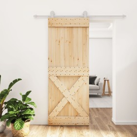 Sliding door with solid pine wood fittings 80x210 cm by vidaXL, Doors - Ref: Foro24-3203095, Price: 162,99 €, Discount: %