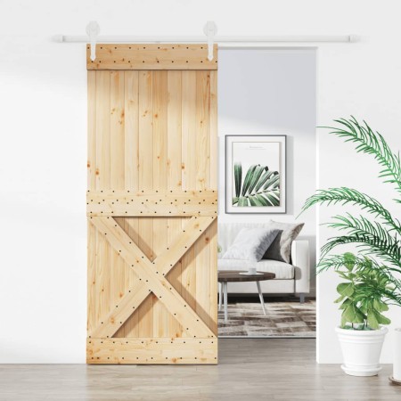 Puerta corredera con herrajes madera maciza de pino 100x210 cm de vidaXL, Puertas - Ref: Foro24-3203253, Precio: 261,02 €, De...