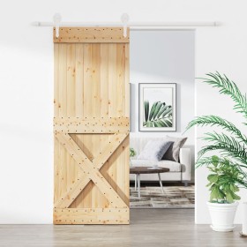 Sliding door with solid pine wood fittings 90x210 cm by vidaXL, Doors - Ref: Foro24-3203252, Price: 159,99 €, Discount: %