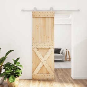 Schiebetür mit Beschlägen aus massivem Kiefernholz 70x210 cm von vidaXL, Türen - Ref: Foro24-3203094, Preis: 174,99 €, Rabatt: %