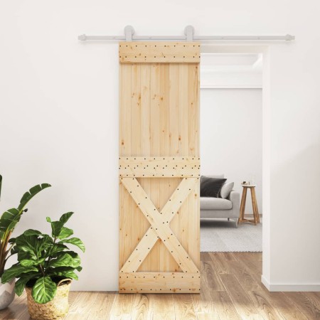 Puerta corredera con herrajes madera maciza de pino 70x210 cm de vidaXL, Puertas - Ref: Foro24-3203094, Precio: 183,09 €, Des...