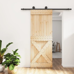 Sliding door with solid pine wood fittings 80x210 cm by vidaXL, Doors - Ref: Foro24-3203055, Price: 155,70 €, Discount: %