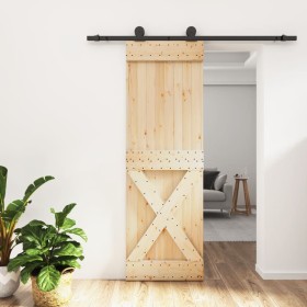 Puerta corredera con herrajes madera maciza de pino 70x210 cm de vidaXL, Puertas - Ref: Foro24-3203054, Precio: 162,56 €, Des...