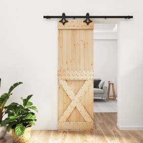 Puerta corredera con herrajes madera maciza de pino 70x210 cm de vidaXL, Puertas - Ref: Foro24-3203132, Precio: 168,01 €, Des...