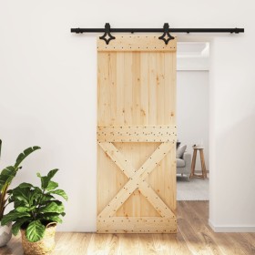 Puerta corredera con herrajes madera maciza de pino 85x210 cm de vidaXL, Puertas - Ref: Foro24-3203153, Precio: 169,58 €, Des...